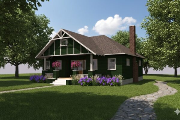 Classic Craftsman bungalow with hipped roof design